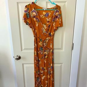 Patrons if Peace maxi dress mustard floral